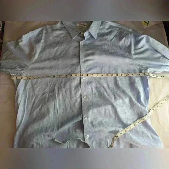 Calvin Klein Infinite Non Iron Slim Fit Stretch Collared Blue Men's Long Sleeve - Picture 11 of 14